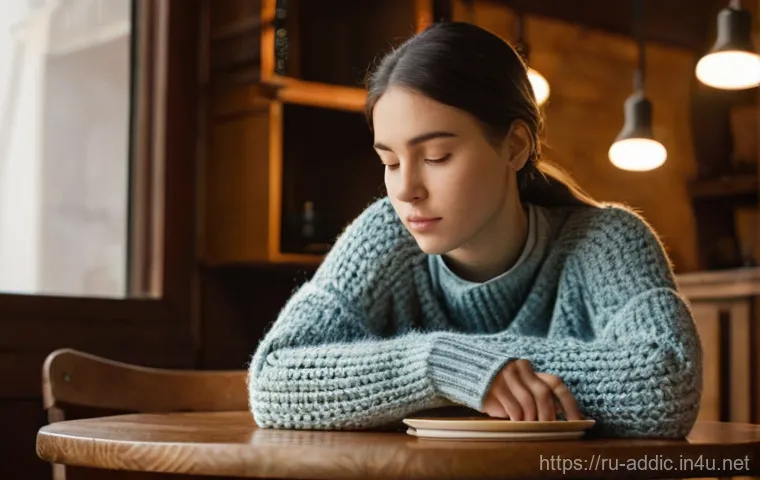 식이장애와 인지치료 - **Prompt:** A thoughtful young woman, aged 25-35, sits at a simple, warm-toned wooden table, perhaps...