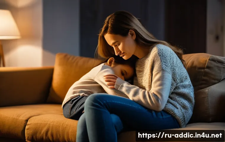 마약중독 예방 교육 - **Prompt:** A cozy and well-lit living room in the evening, with a compassionate mother and her teen...